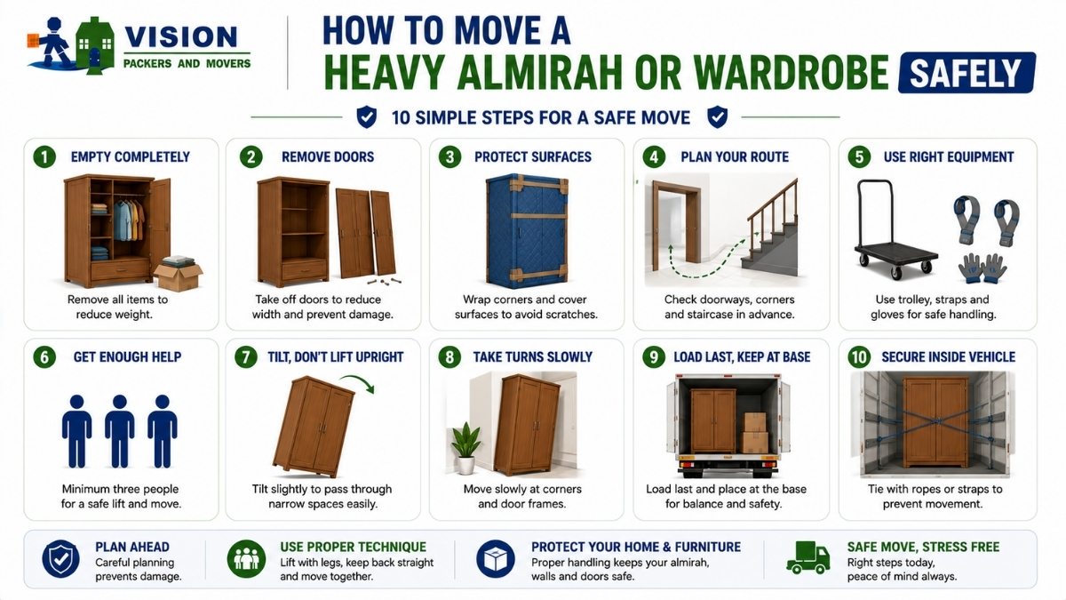 How to Move a Heavy Almirah or Wardrobe Safely
