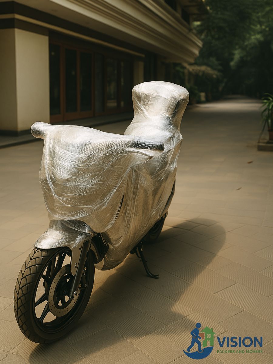 Vision Packers and Movers secure Car and Bike Transport with bubble wrap