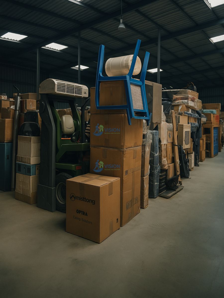 Long-term storage of furniture and appliances in a secure warehouse